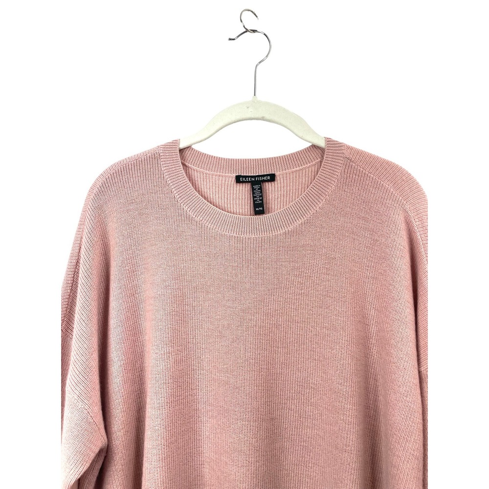 Eileen Fisher 100% extra fine merino wool knit sweater Size XL pink lightweight - Picture 2 of 7